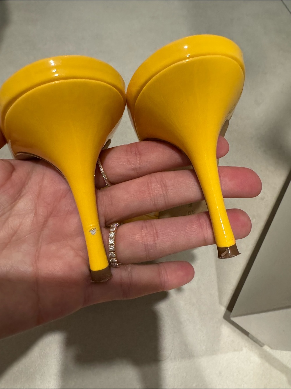 Manolo Blahnik Yellow Patent Leather Slide Mules - Picture 8 of 9